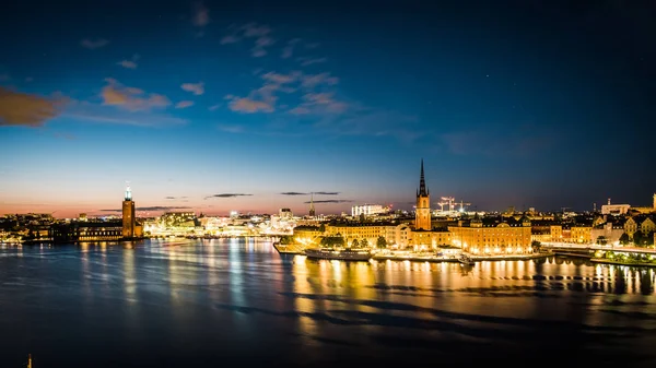 Panoramic Переглянути Старого Міста Швеції Стокгольм Гамла Стан Літньої Ночі — стокове фото