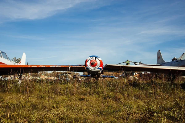 Vieux Avions Sur Terrain Urss Vintage Rétro — Photo