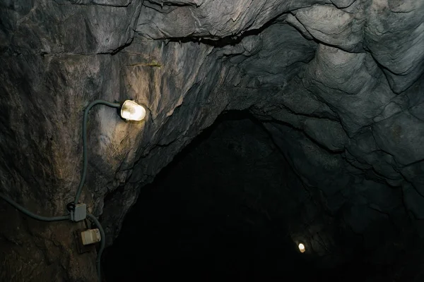 Beautiful Cave View Dark Dungeon Textured Walls Cave Background Image — Stock Photo, Image