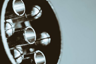 Römork için elektrik konektörleri kapatın. Otomatik parçanın tek renkli görüntüleri.