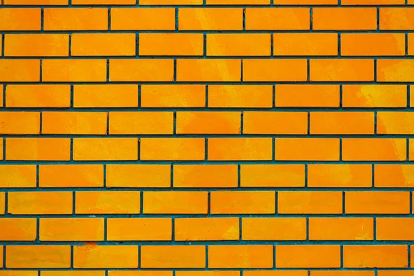 Superfície Lisa Moderna Parede Tijolo Amarelo Alaranjado Close Bom Alvenaria — Fotografia de Stock