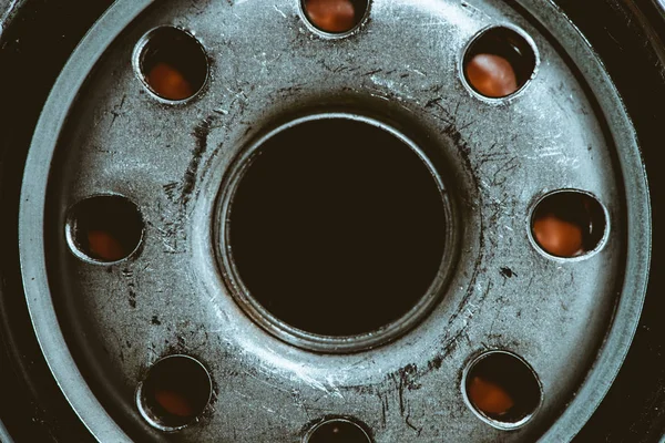 Background Image Blue Oil Filter Red Holes Close Artwork Auto — Stock Photo, Image