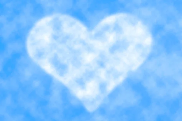 Beautiful Realistic Fluffy Cloud Shape Heart Center Blue Sky Clear — Stock Photo, Image