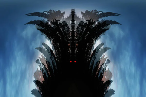 Τρομακτικό Φόντο Φάντασμα Κόκκινα Μάτια Σκούρες Αποχρώσεις Νύχτα Σιλουέτα Ανατριχιαστικό — Φωτογραφία Αρχείου