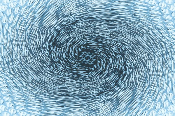 Space matter revolves around a spiral wormhole of blue color. Fantastic background image of asymmetric vortex tunnel in center of shot.