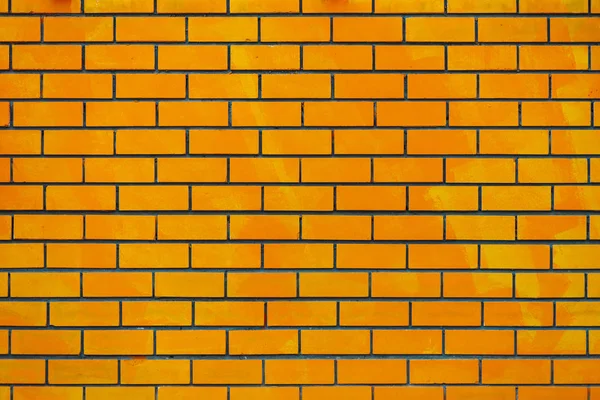 Smooth Surface Modern Orange Yellow Brick Wall Close Good Brickwork — Stock Photo, Image