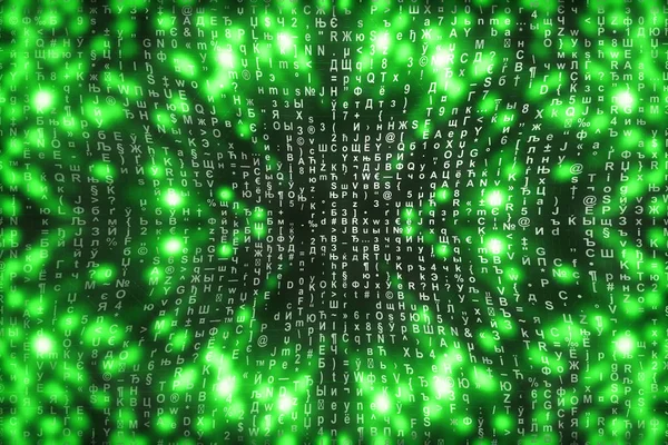 Zöld Mátrix Digitális Háttér Absztrakt Kibertér Koncepció Karakterek Leesik Mátrix — Stock Fotó