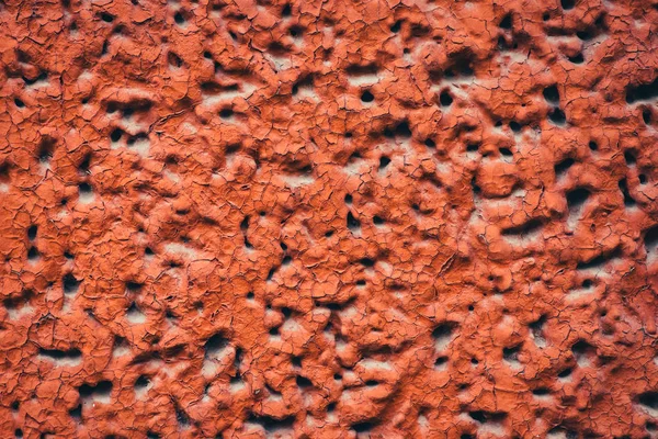 Lado Del Edificio Está Pintado Rojo Textura Imperfecta Detallada Bloque — Foto de Stock