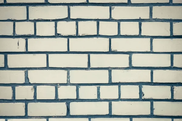 Oude Realistische Bakstenen Muur Gemaakt Van Witte Baksteen Met Blauwe — Stockfoto