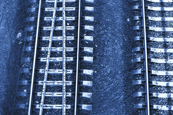 Velocidade Vertigem Ferrovia Tons Azuis Caminho Ferro Abstrato Fundo Monocromático — Fotografia de Stock