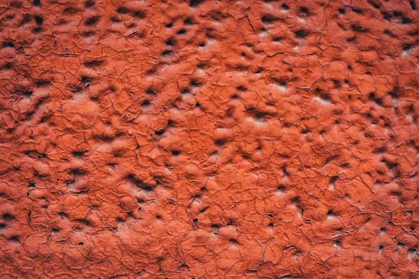 Lado Edifício Pintado Vermelho Textura Imperfeita Detalhada Bloco Espuma Aerada — Fotografia de Stock