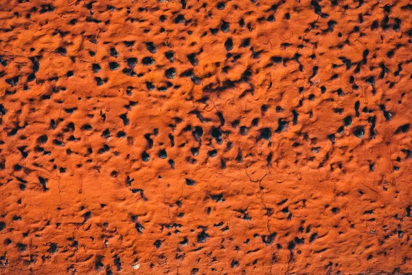 Lado Del Edificio Está Pintado Rojo Textura Imperfecta Detallada Bloque — Foto de Stock