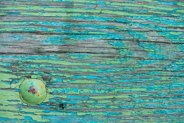 Mavi Yeşil Pul Boya Ile Eski Ahşap Boyalı Rustik Duvar — Stok fotoğraf