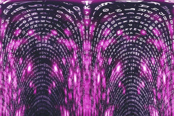 Pink Matrix Digital Background Distorted Cyberspace Concept Characters Fall Matrix — Stock Photo, Image