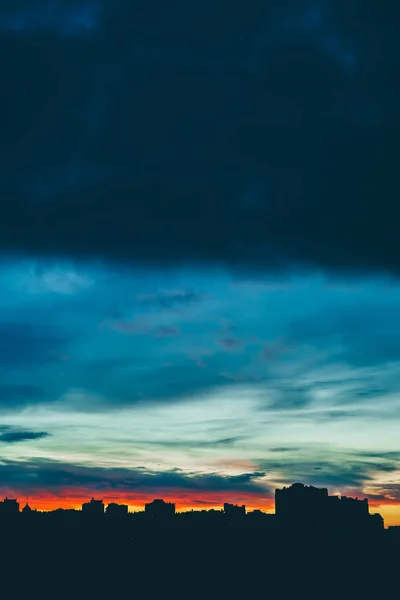Cityscape Wonderful Varicolored Vivid Dawn Amazing Dramatic Multicolored Cloudy Sky — Stock Photo, Image