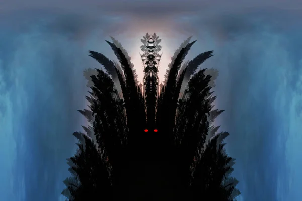 Enge Achtergrond Met Ghost Met Rode Ogen Donkere Tinten Nacht — Stockfoto