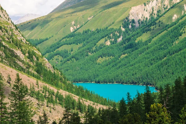 Wonderful Mountain Lake Valley Highlands Smooth Clean Azure Water Surface — Stock Photo, Image