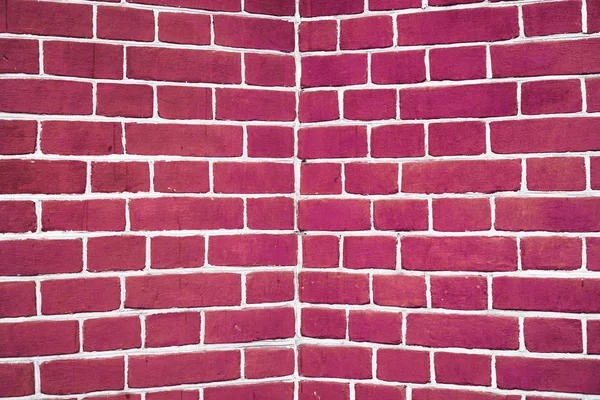 Moderne Roze Bakstenen Muur Perspectief Hoek Het Midden Symmetrische Geometrische — Stockfoto