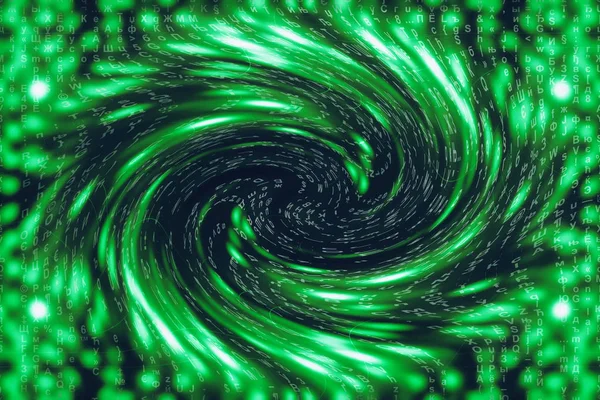 Green Blue Matrix Digital Background Distorted Cyberspace Concept Characters Fall — Stock Photo, Image