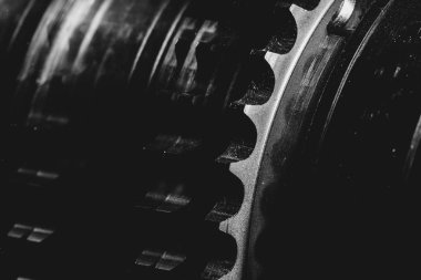 Teçhizatın tek renkli arkaplan görüntüsü. Makro fotoğrafçılıktaki otomatik bölümden sanat çalışmaları.