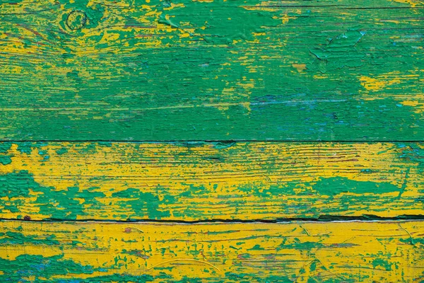 Parede Rústica Pintada Madeira Velha Com Corante Escamoso Verde Amarelo — Fotografia de Stock