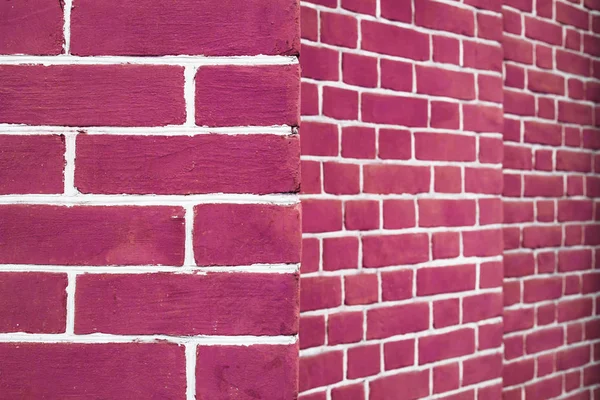 Modern Pink Brick Wall Perspective Edge Brick Wall Geometric Background — Stock Photo, Image