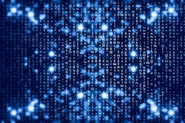 Blauer Matrix Digitaler Hintergrund Abstraktes Cyberspace Konzept Figuren Fallen Matrix — Stockfoto