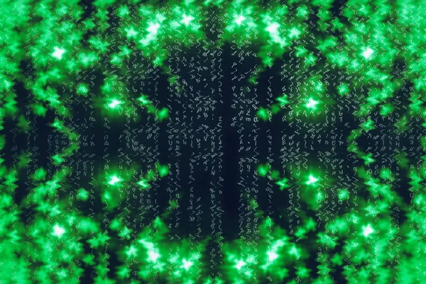 Verde Sfondo Digitale Matrice Blu Concetto Astratto Cyberspazio Personaggi Cadono — Foto Stock