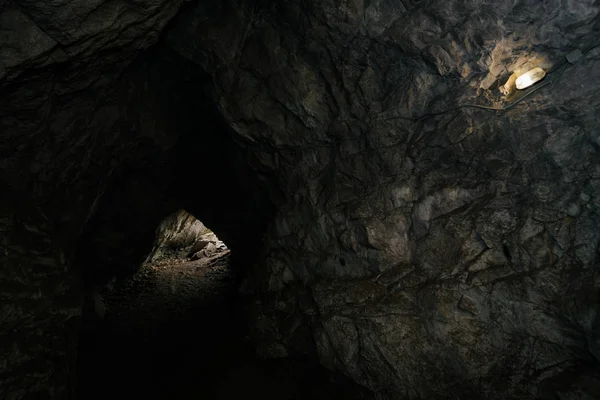 Beautiful Cave View Dark Dungeon Textured Walls Cave Background Image — Stock Photo, Image