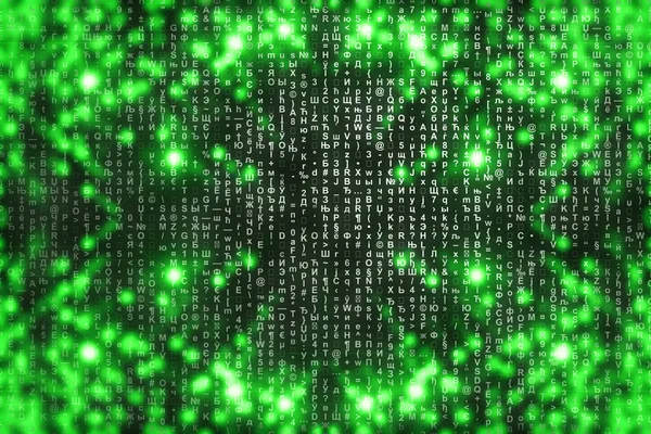 Green Matrix Digital Background Abstract Cyberspace Concept Characters Fall Matrix — Stock Photo, Image