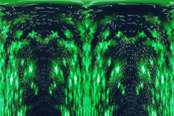 Зеленый Голубой Цифровой Фон Матрицы Искаженная Концепция Киберпространства Персонажи Падают — стоковое фото