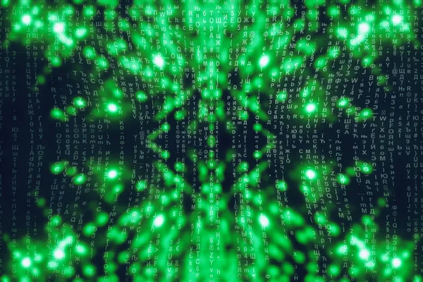 Grün Blaue Matrix Digitaler Hintergrund Abstraktes Cyberspace Konzept Figuren Fallen — Stockfoto