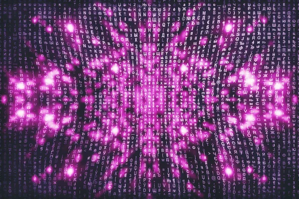 Pink Matrix Digital Background Abstract Cyberspace Concept Characters Fall Matrix — Stock Photo, Image