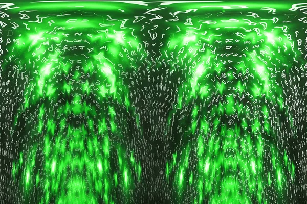 Πράσινο Matrix Ψηφιακό Φόντο Διαστρεβλωμένη Ιδέα Του Κυβερνοχώρου Χαρακτήρες Πέφτουν — Φωτογραφία Αρχείου