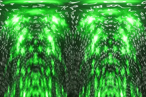 Πράσινο Matrix Ψηφιακό Φόντο Διαστρεβλωμένη Ιδέα Του Κυβερνοχώρου Χαρακτήρες Πέφτουν — Φωτογραφία Αρχείου