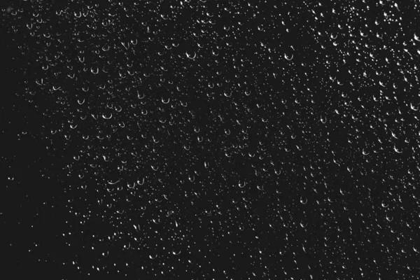 비방울이있는 더러운 빗방울 어두운 배경입니다 물방울과 얼룩이 닫힙습니다 공간이 매크로의 — 스톡 사진