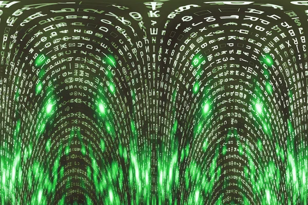 Sfondo Digitale Matrice Verde Concetto Distorto Cyberspazio — Foto Stock