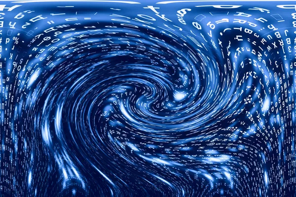 青いマトリックスデジタル背景 歪んだサイバー空間の概念 — ストック写真