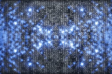 Mavi matris dijital arka plan. Soyut siber uzay kavramı. Karakterler düşer. Semboller akışından matris. Sanal gerçeklik tasarımı. Karmaşık algoritma veri hackleme. Cyan dijital kıvılcımlar.