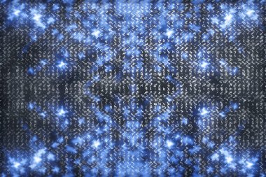 Mavi matris dijital arka plan. Soyut siber uzay kavramı. Karakterler düşer. Semboller akışından matris. Sanal gerçeklik tasarımı. Karmaşık algoritma veri hackleme. Cyan dijital kıvılcımlar.