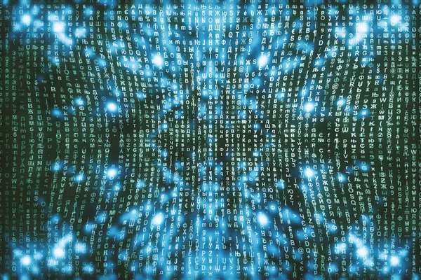Blauer Matrix Digitaler Hintergrund Abstraktes Cyberspace Konzept Figuren Fallen Matrix — Stockfoto