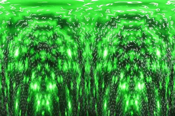 緑のマトリックスデジタル背景 歪んだサイバースペースの概念 文字が落ちる シンボル ストリームからの行列 バーチャルリアリティデザイン 複雑なアルゴリズムデータハッキング グリーンデジタルスパーク — ストック写真