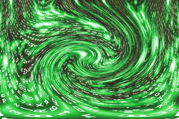Groene Matrix Digitale Achtergrond Verstoord Cyberspace Concept Karakters Vallen Wormgat — Stockfoto