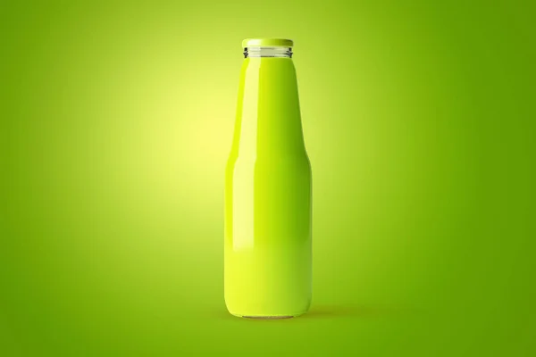 Juice glass bottle without label template for you design. Fruit beverage mockup on background. A bottle of natural juice drink.