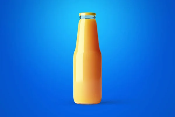 Juice glass bottle without label template for you design. Fruit beverage mockup on background. A bottle of natural juice drink.