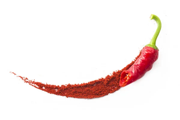 Hot red chili or chilli pepper isolated on white background — Stock Photo, Image