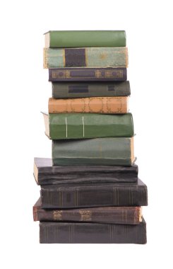 Beyaz arka plan üzerinde izole eski kitap yığın