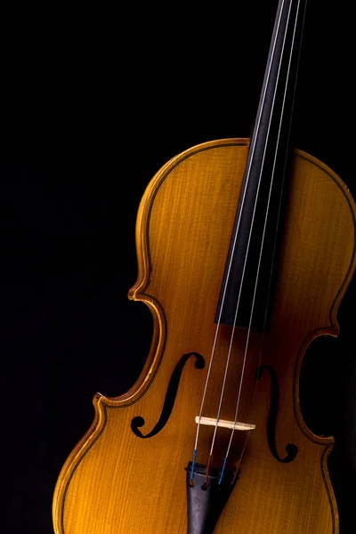 Detalles del primer plano de la cabeza del violín aislado en negro — Foto de Stock