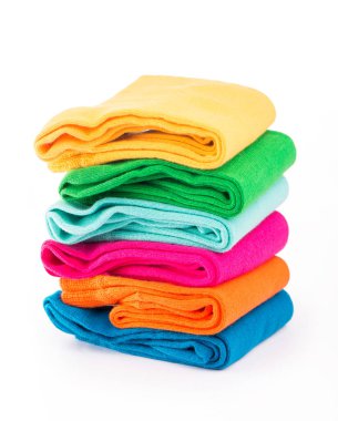 Beyaz arka planda renkli çorap, üst görünüm