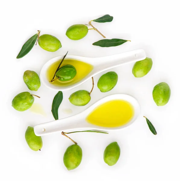 Olive Fruit Olive Leaves White Background — Stock Photo, Image